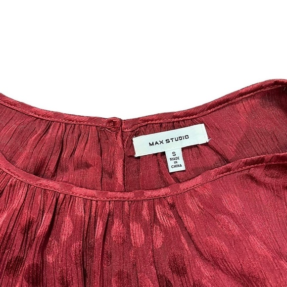 Max Studio Polka Dot Shimmer Ruched Sleeve Blouse sz S - Picture 3 of 12